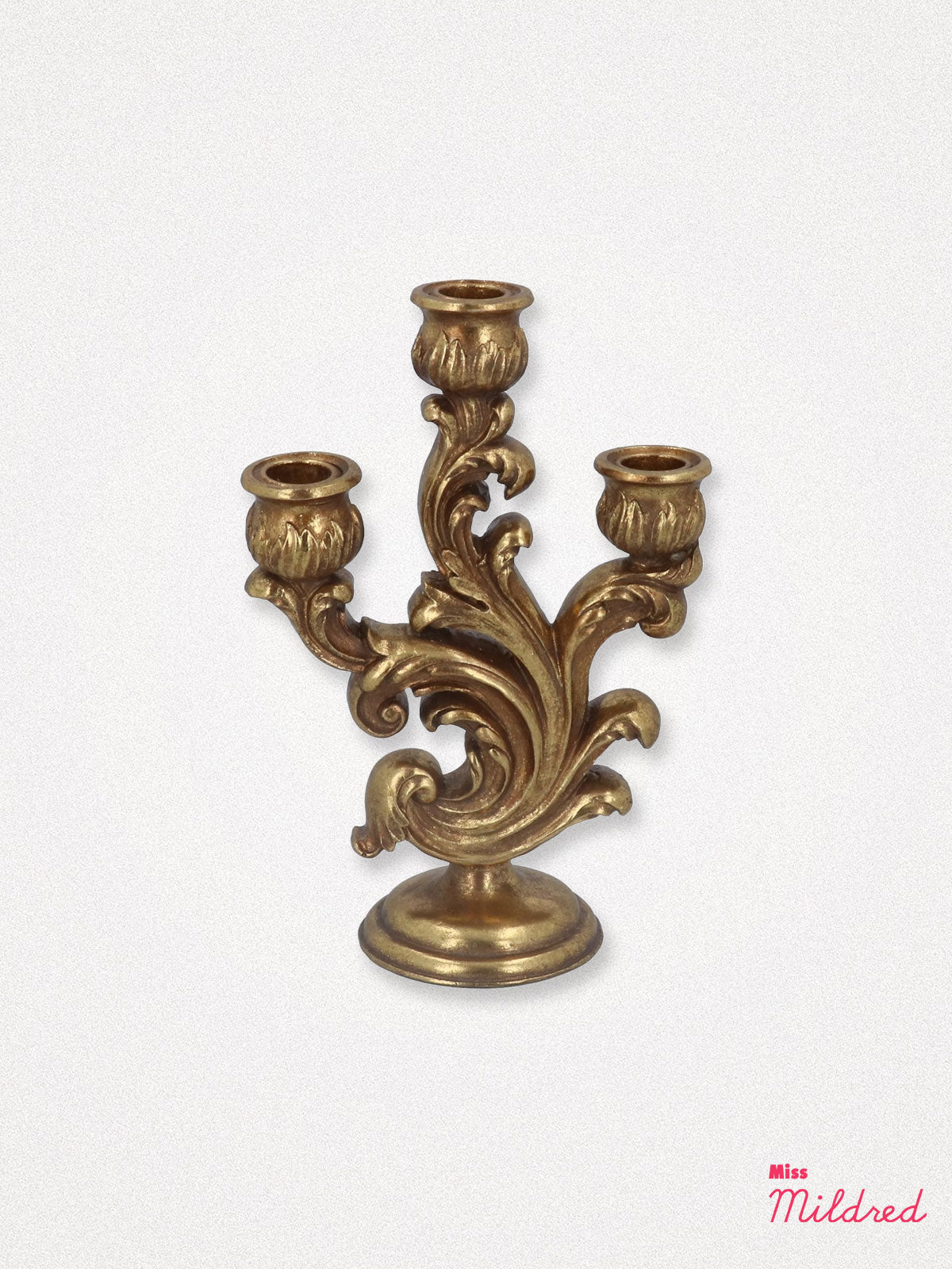 Three Arm Candelabra Candle Stick Holder - Gold Scroll