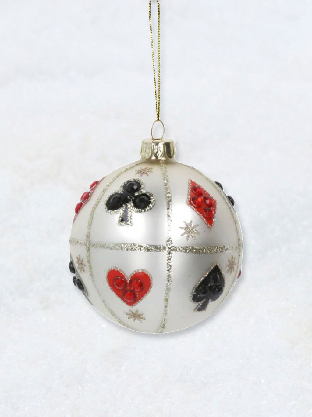 Christmas Decoration - Opaque Glass Bauble Playing Card Motif