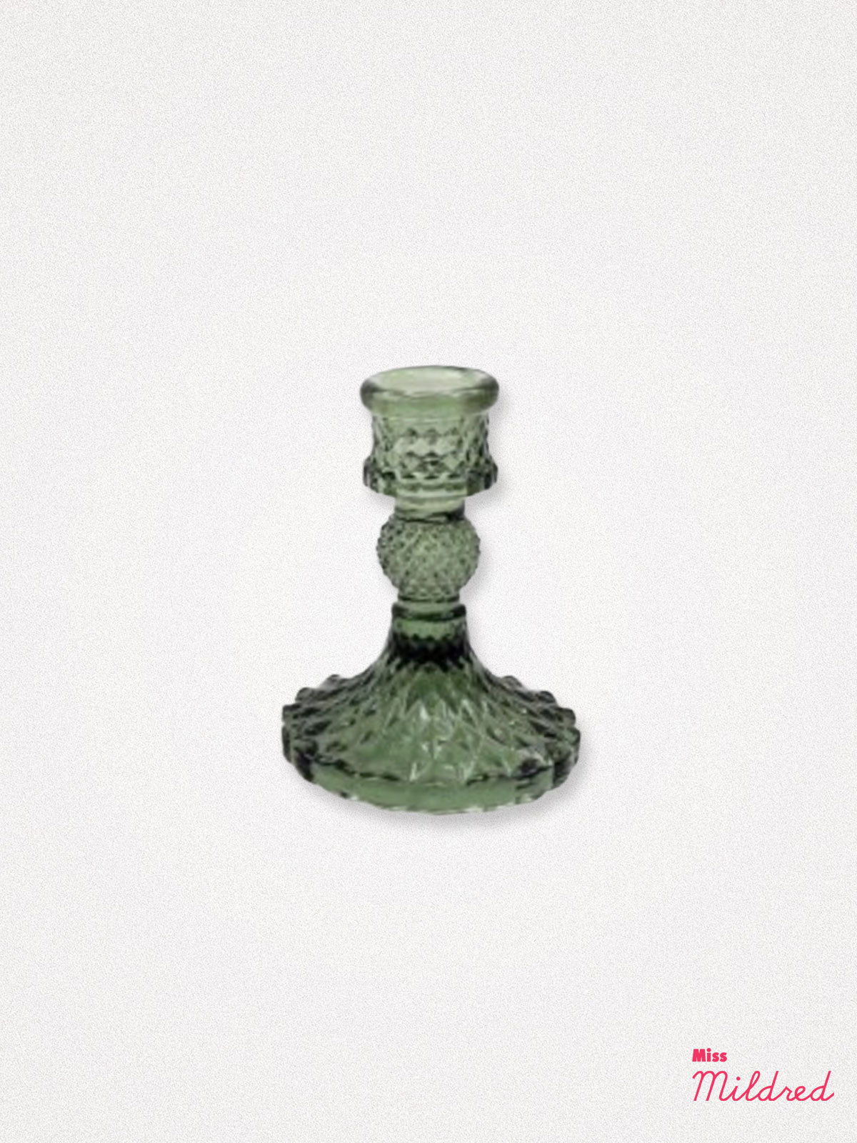 Glass Candle Holder 10cm - Dark Green