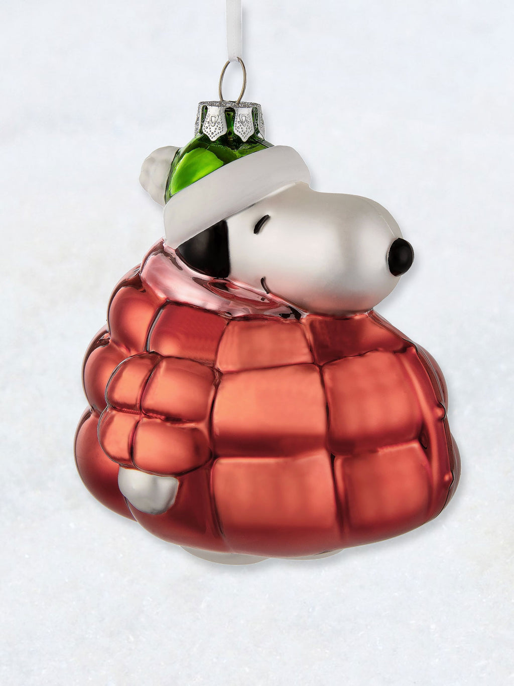 Peanuts Glass Ornament - Snoopy in Red Puffer Jacket