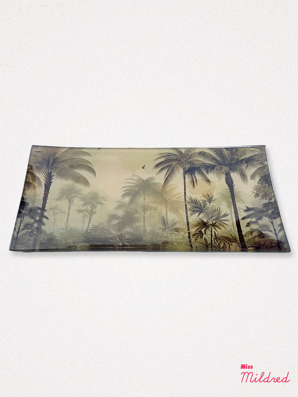 Glass Sepia Palm Tree Trinket Dish