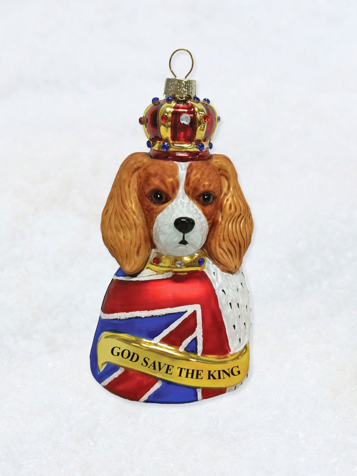 Christmas Ornament - God Save The King Charles Spaniel Tri-Colour Ruby