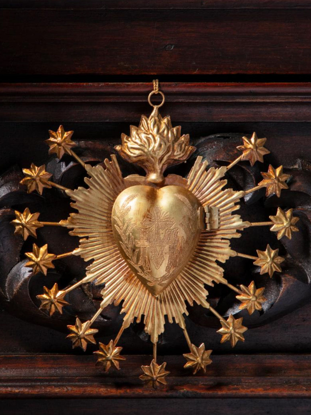 Golden Heart Milagros Ex-Voto Wall Decoration Locket