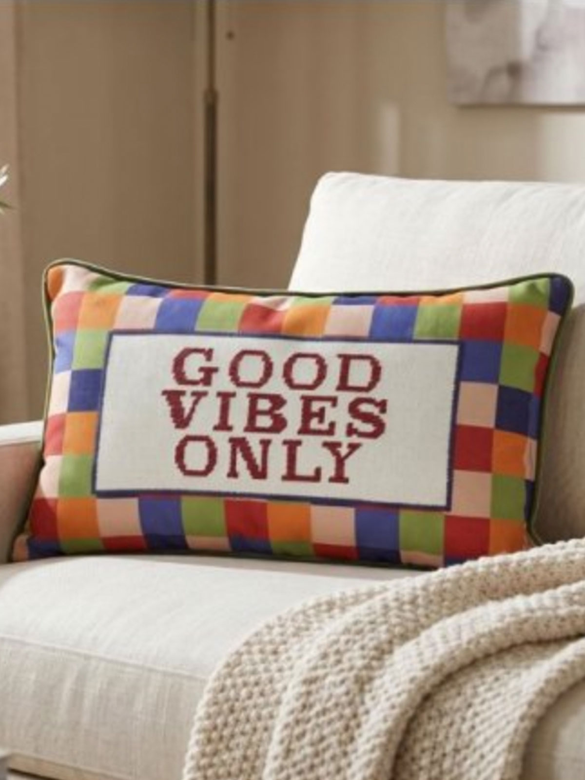 Good Vibes Only Slogan Cushion - 50cm