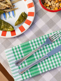 Green Gingham Fabric Napkins - Set of 4