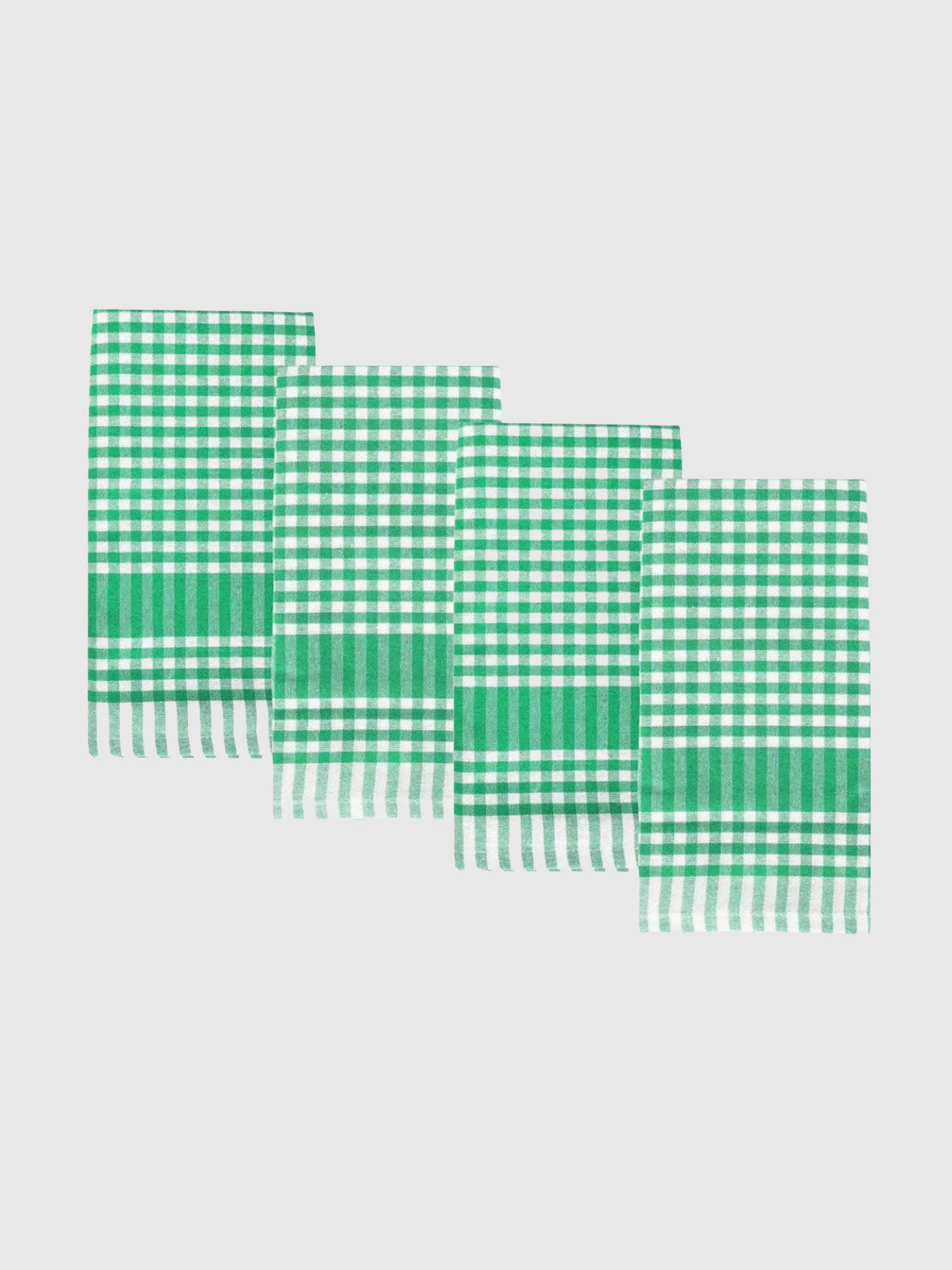 Green Gingham Fabric Napkins - Set of 4