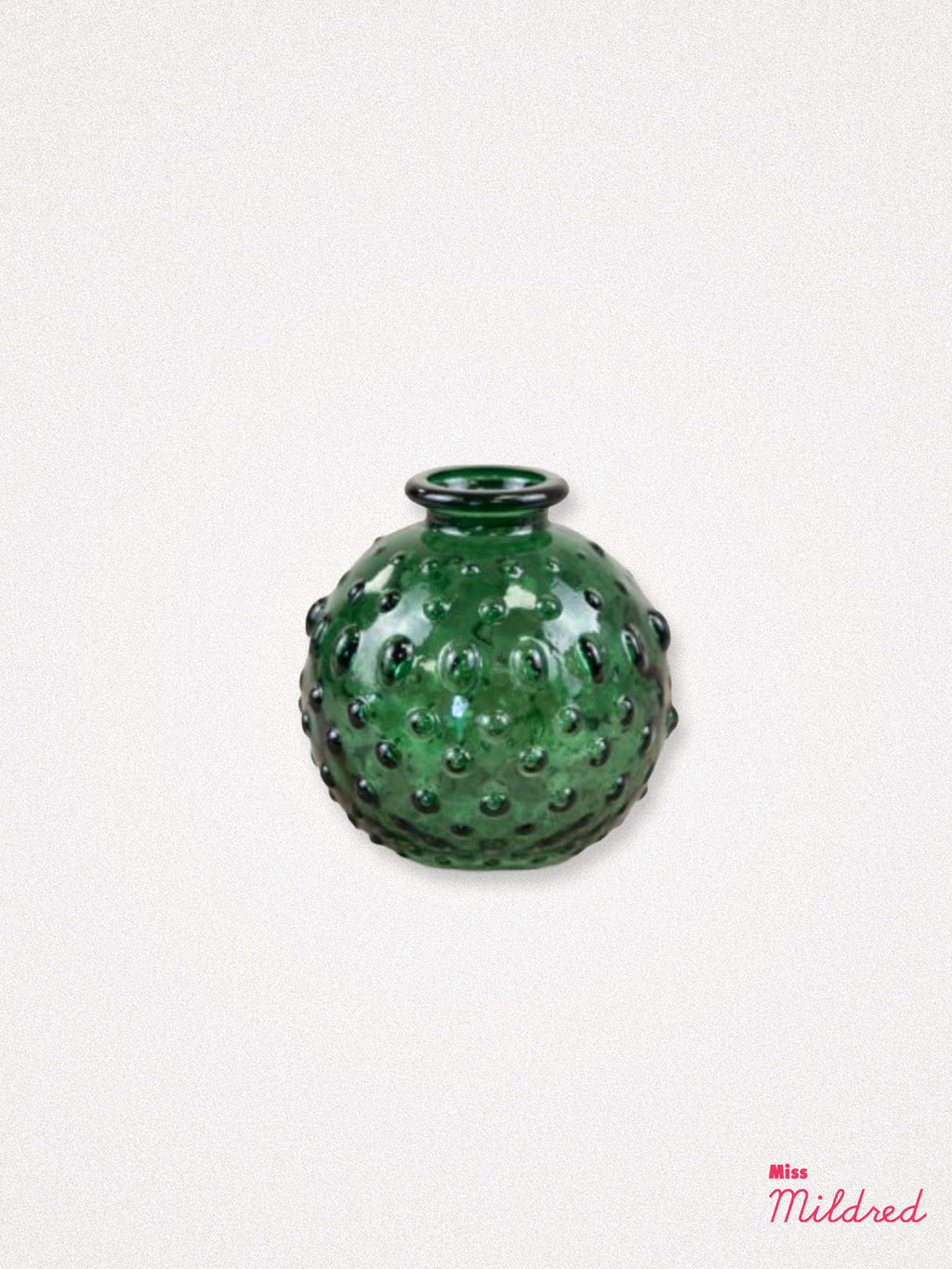 Green Glass Bud Bobble Vase - 8cm