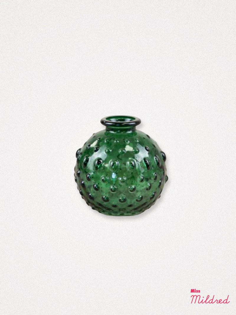 Green Glass Bud Bobble Vase - 8cm
