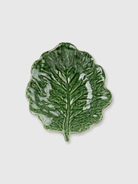 Green Leaf Ceramic Plate Bowl - 21.3cm