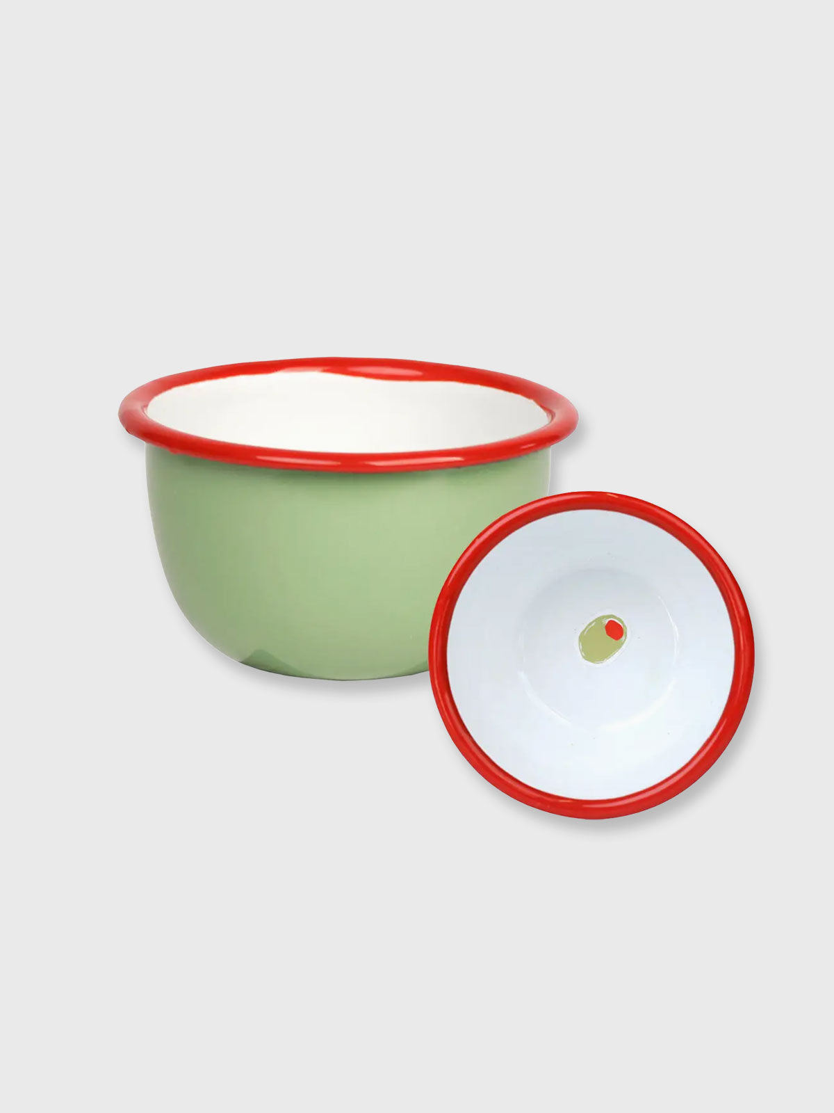 Green Olive Enamel Dip / Summer Bowl - 10cm
