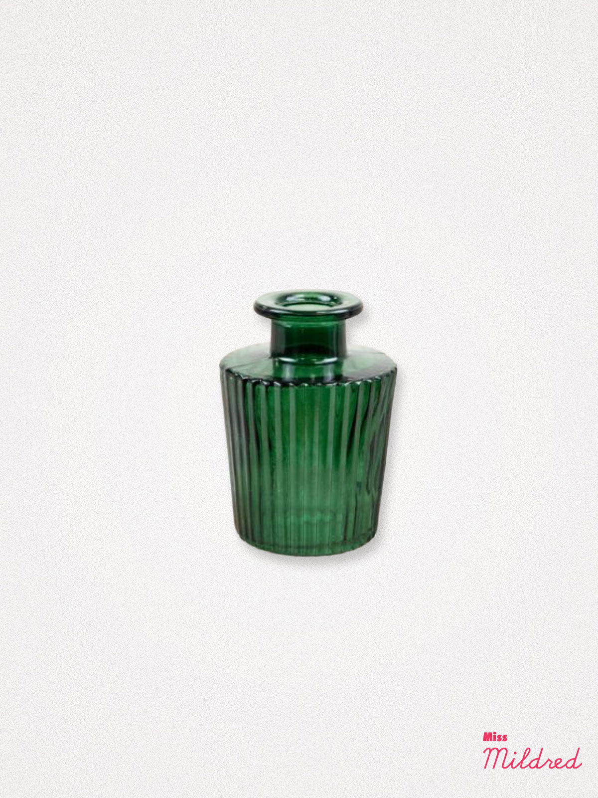 Green Ribbed Glass Bud Vase - 8cm