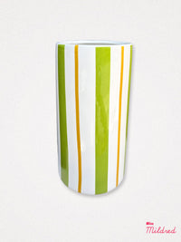 Green & Yellow Stripe Songbird Vase - 21cm