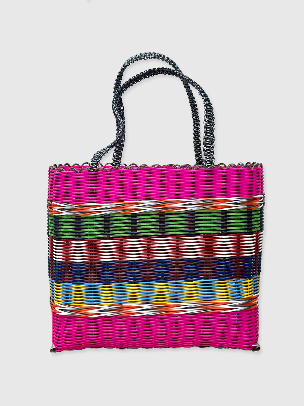 Colourful Woven Shopper Bag - Pink Multi