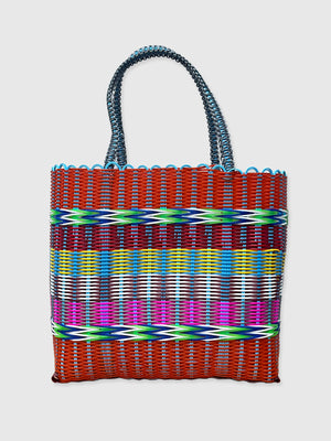 Colourful Woven Shopper Bag - Red Multi