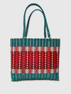 Colourful Woven Shopper Bag - Teal Red