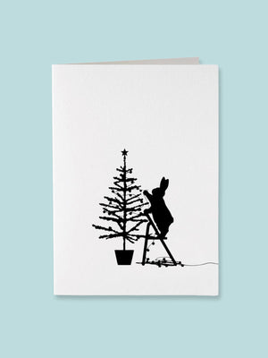 HAM Rabbit Greeting Card - Tree Decorating