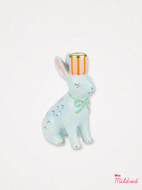 Pale Blue Rabbit Shaped Ceramic Candle Holder