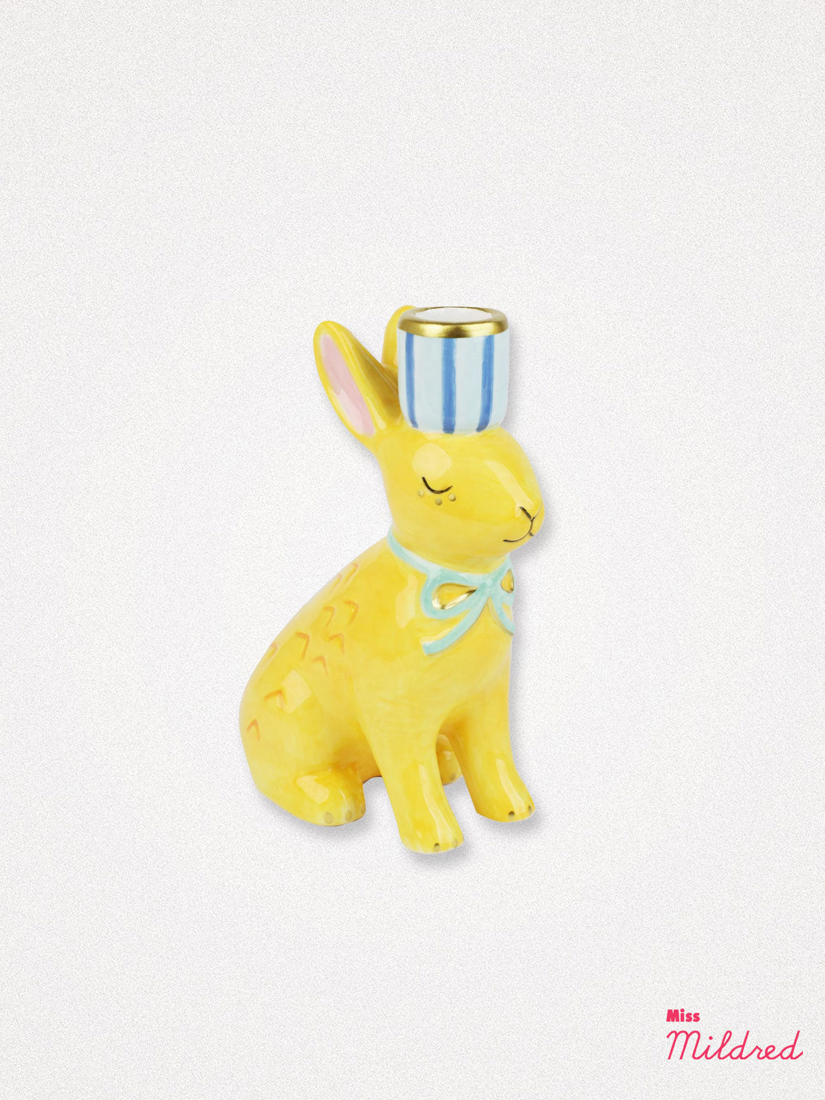 Yellow Rabbit Shaped Ceramic Candle Holder