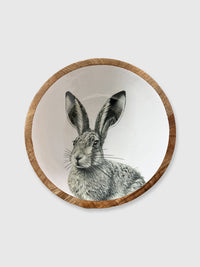 Hare / Rabbit Wooden Bowl - 23cm