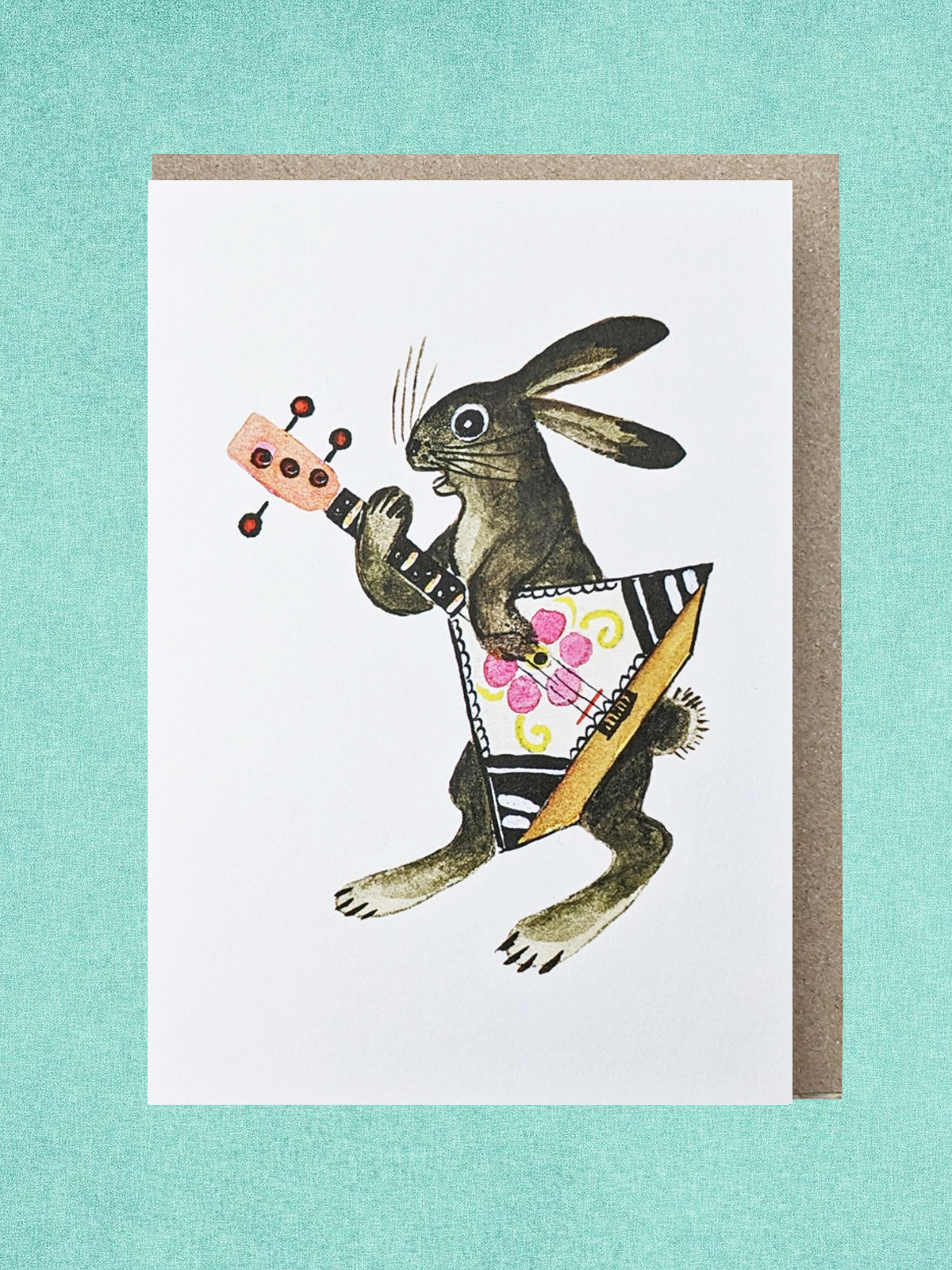 Kapelki Art Greeting Card - Hare with Balalaika