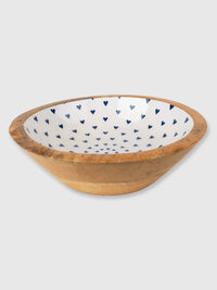 Wooden Enamelled Heart Design Bowl - 25cm