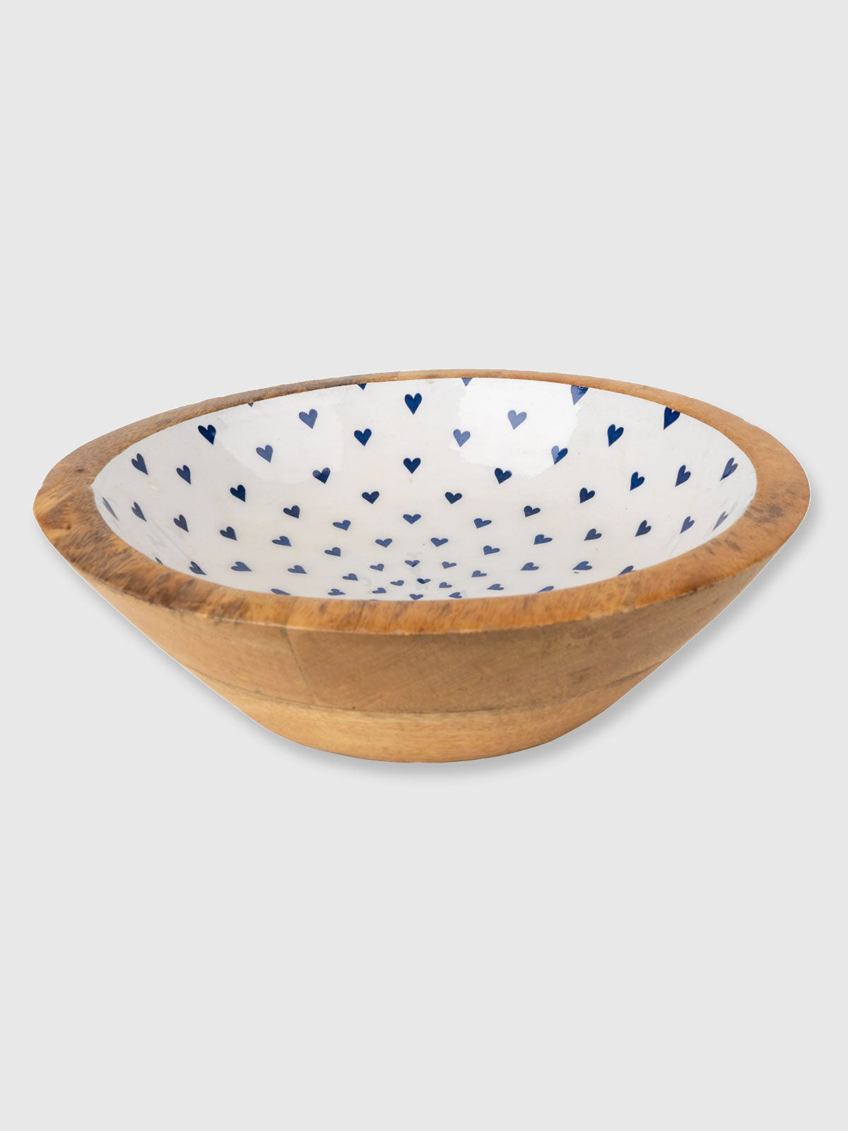 Wooden Enamelled Heart Design Bowl - 25cm