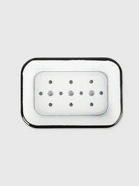 Large Enamel Deep Soap Dish with Draining Holes