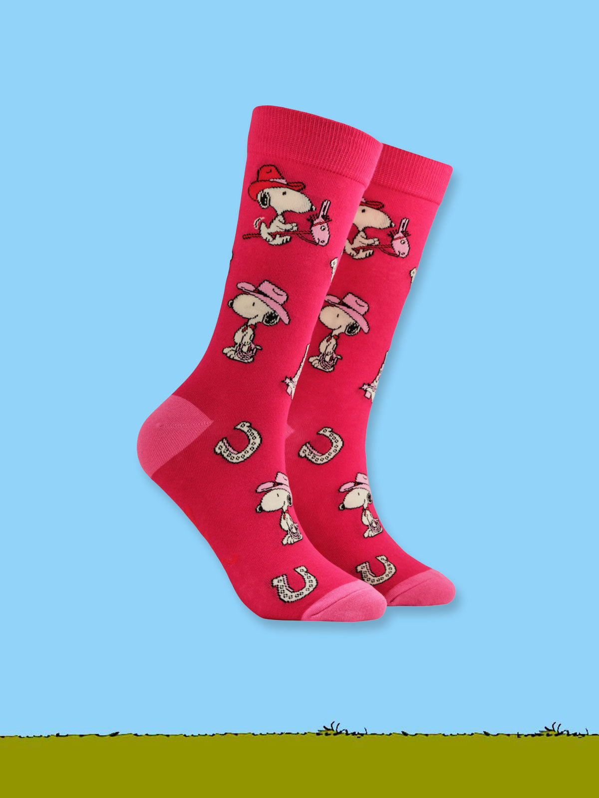 Peanuts Socks - In the Saddle Snoopy Pink Socks