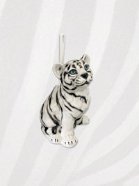 Italian Porcelain White Tiger Cub Toilet Brush