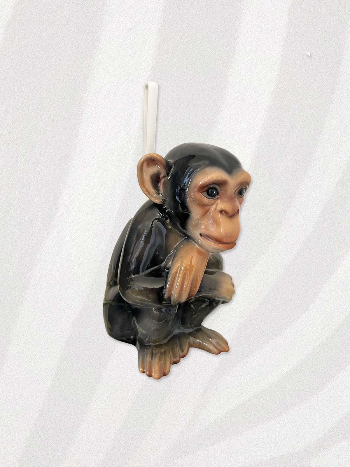 Italian Porcelain Chimpanzee Monkey Toilet Brush