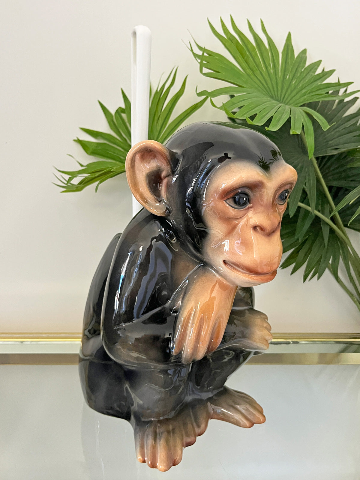 Italian Porcelain Chimpanzee Monkey Toilet Brush