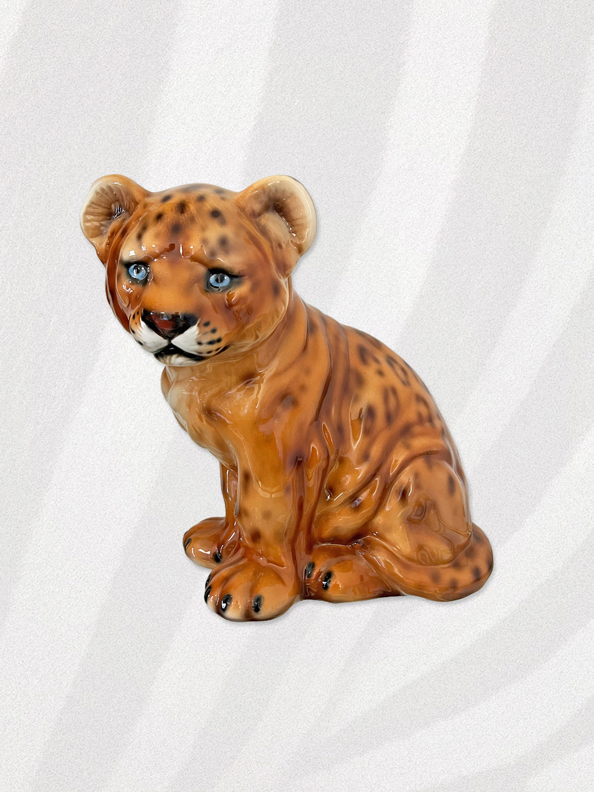 Italian Porcelain Lion Cub Statue Figure