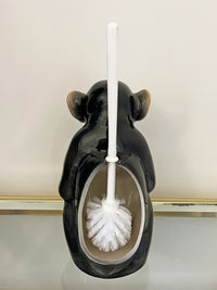 Italian Porcelain Chimpanzee Monkey Toilet Brush