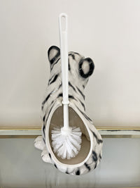 Italian Porcelain White Tiger Cub Toilet Brush