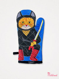 Japanese Orange Tabby Kitty Cat Ninja - Oven Mitt