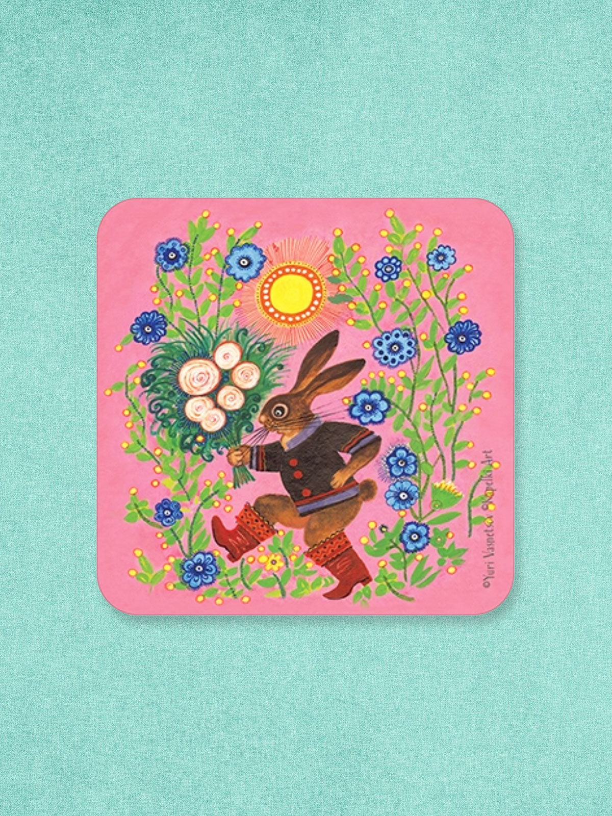 Kapelki Art Coaster - Bunny Rabbit with Bouquet