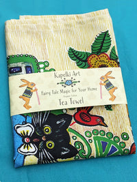 Kapelki Art Cotton Tea Towel - Dancing Cats