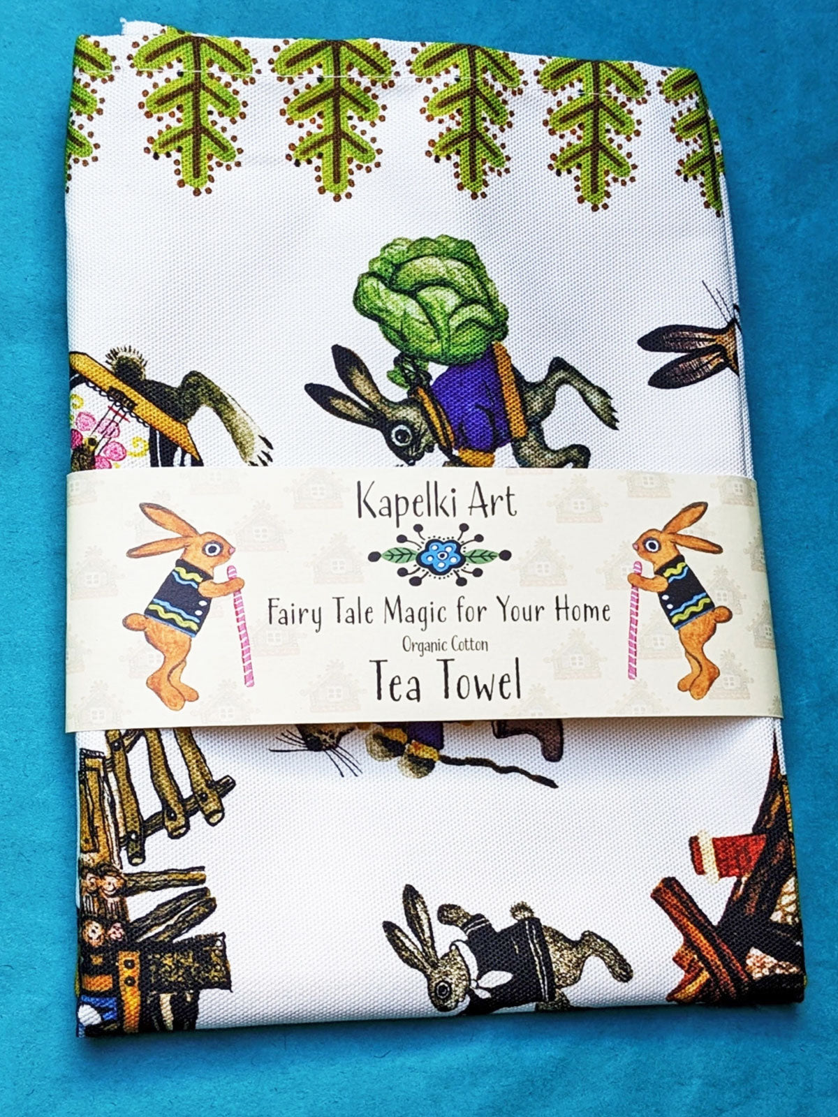 Kapelki Art Cotton Tea Towel - Fairytale Bunnies