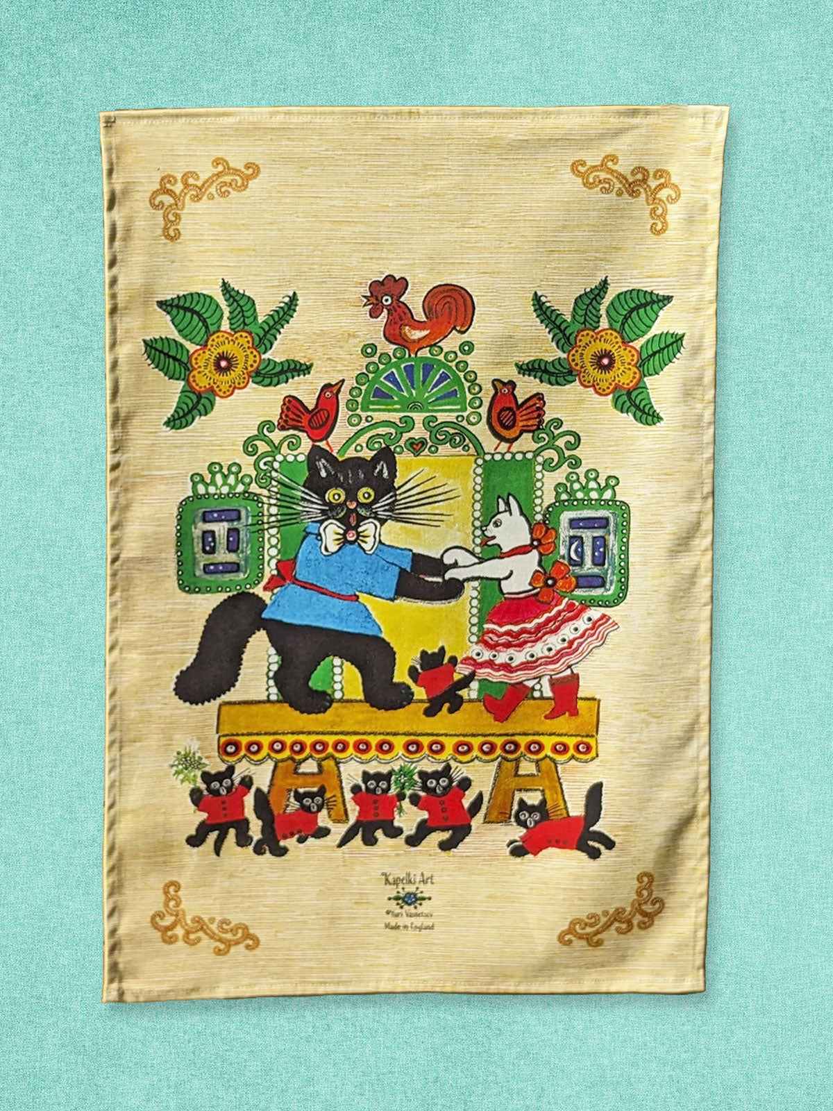 Kapelki Art Cotton Tea Towel - Dancing Cats