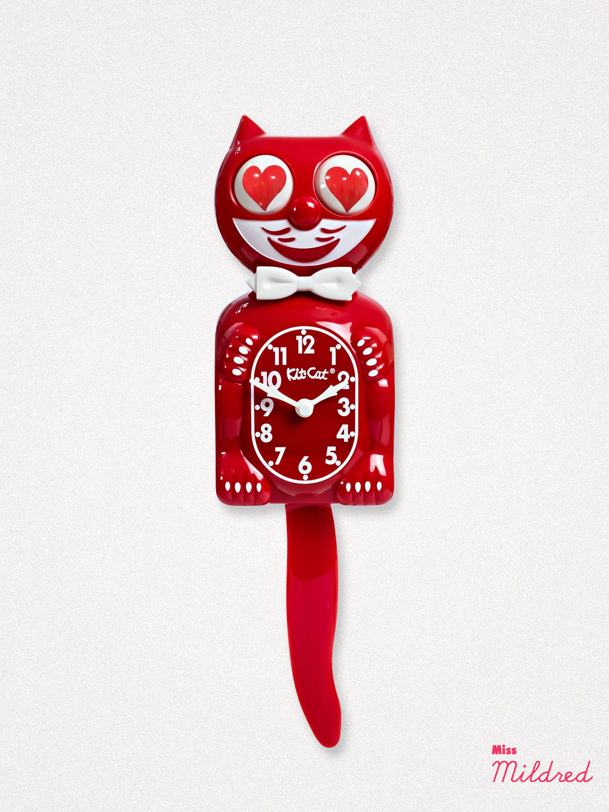 Kit Cat Clock Love Heart Eyes - Original Large Size - Red