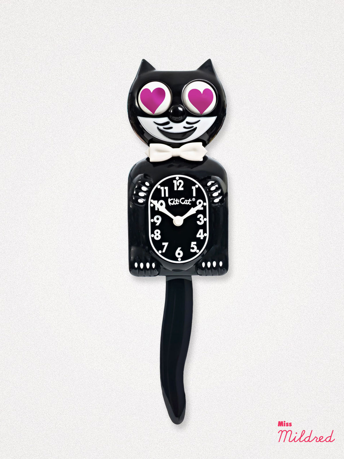 Kit Cat Clock Pink Love Heart Eyes - Original Large Size - Black