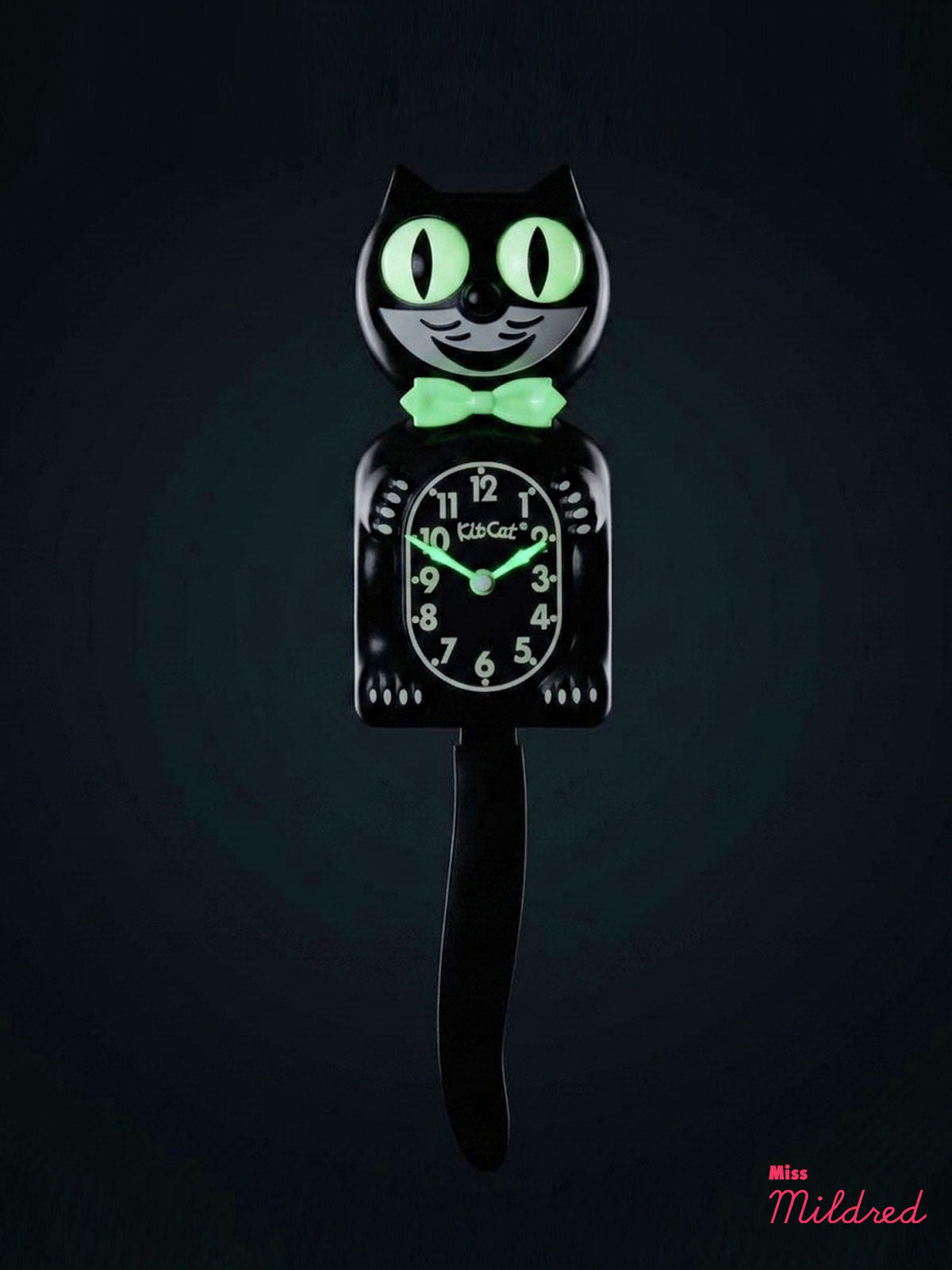 Kit Cat Clock 'Glow in the Dark' - Original Large Size - Black