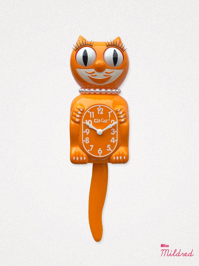 Kit Cat Clock - Original Large Size - Festival Orange Necklace