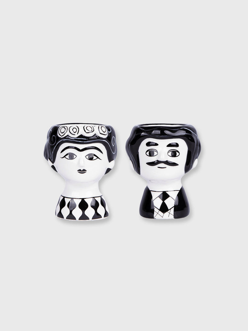 Kitsch Egg Cup set - Carlos & Marisol - Black and White