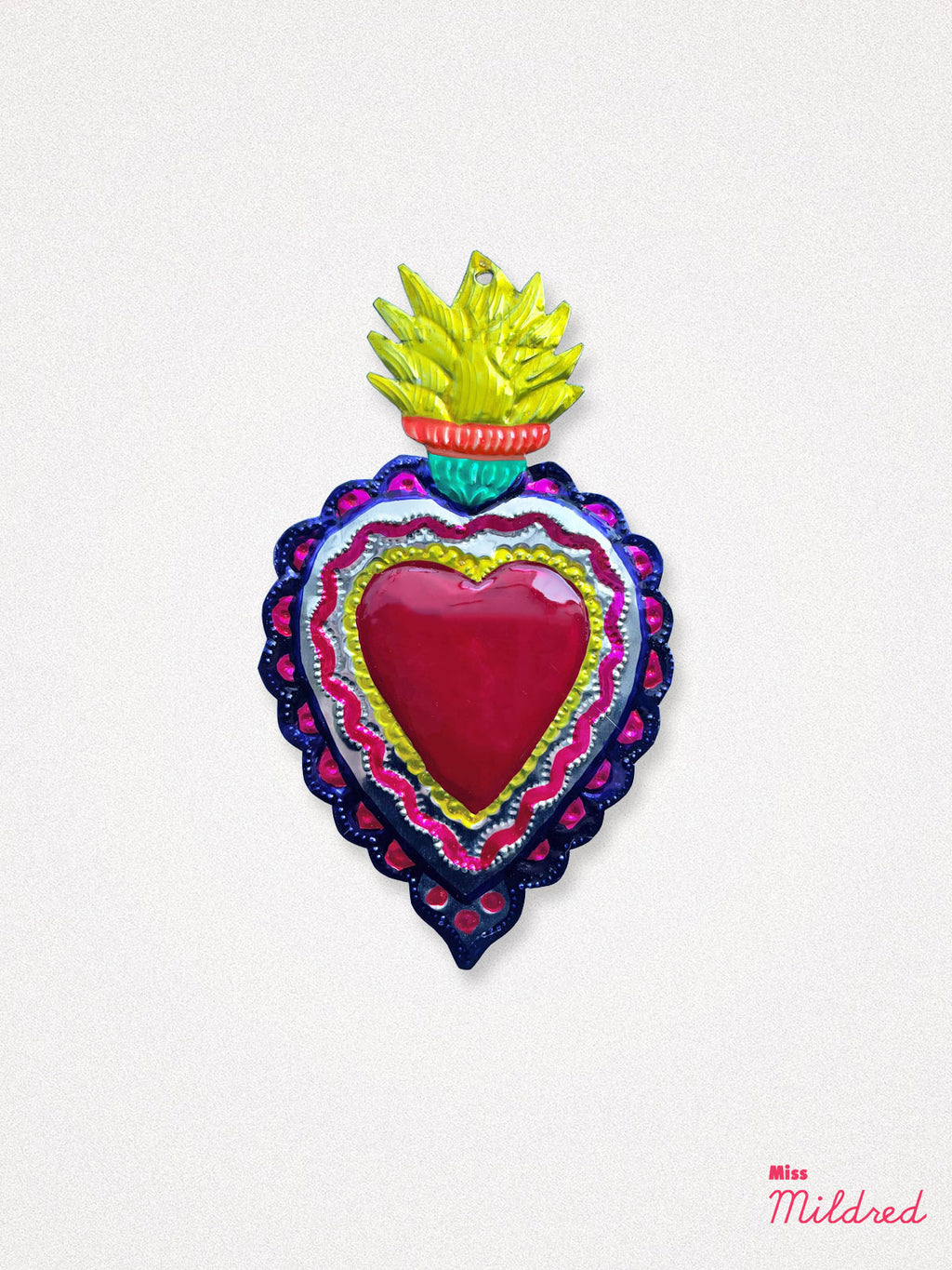 Mexican Tin Heart Milagro Decoration - Yellow