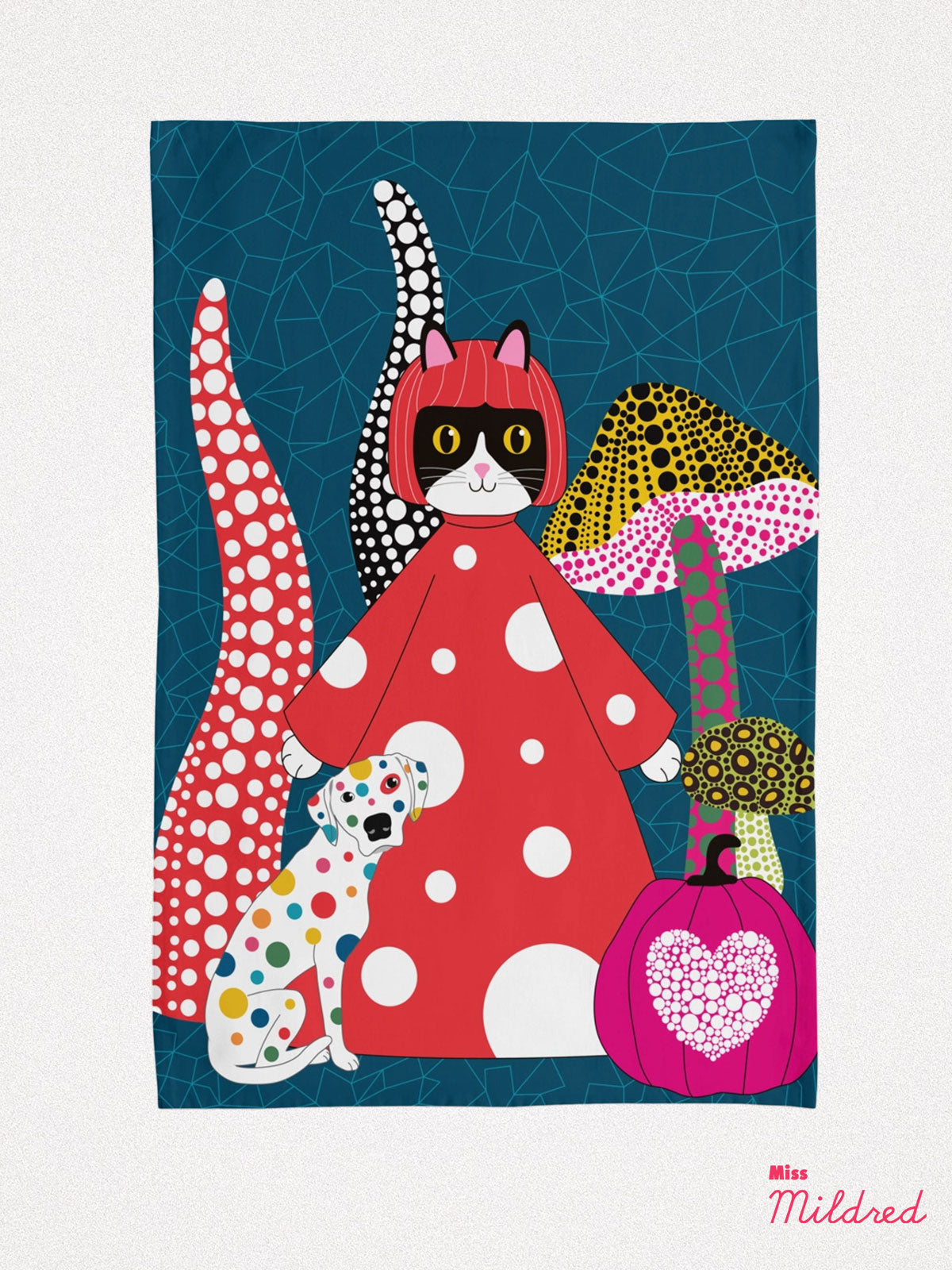 Kitty Cat Yayoi Kusama - Cotton Tea Towel