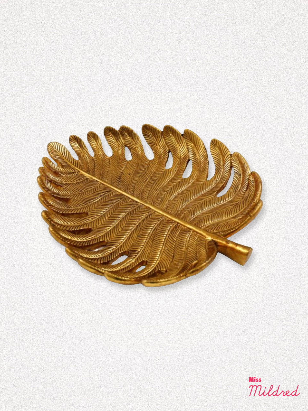 Large Golden Palm Leaf Shaped Trinket Plate