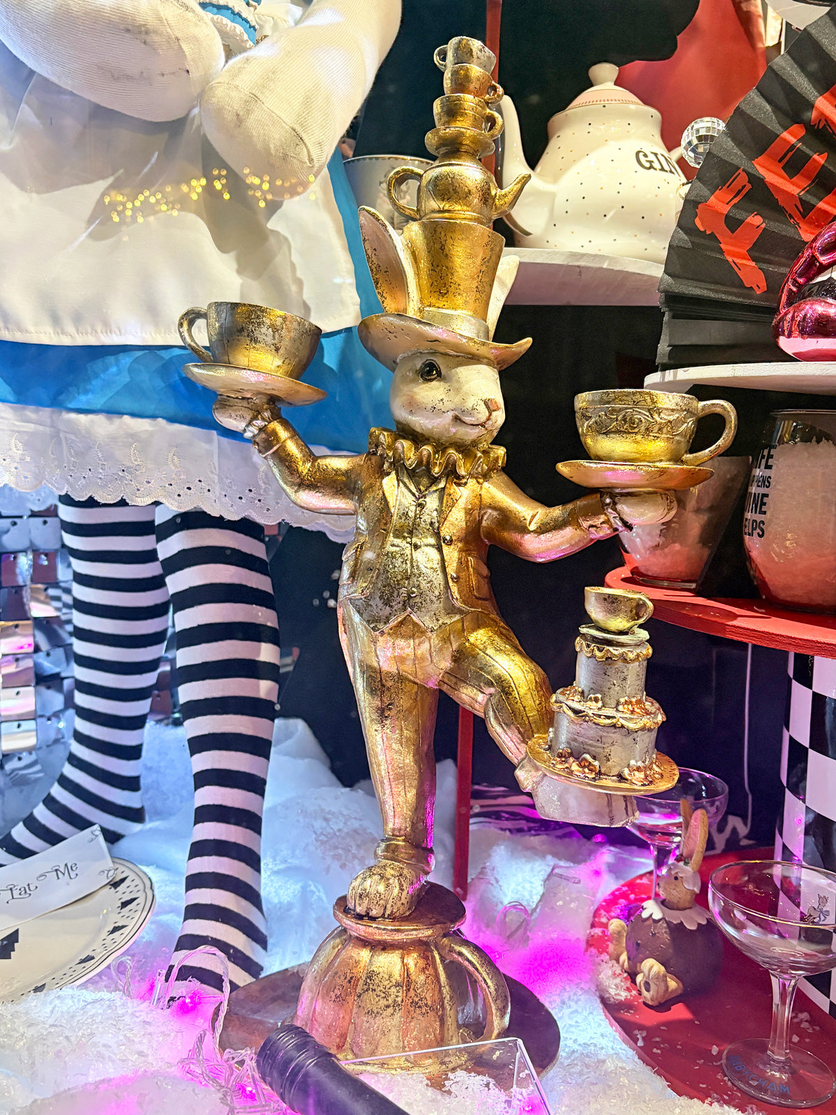 Large Alice Rabbit Tea Party Statue Figure