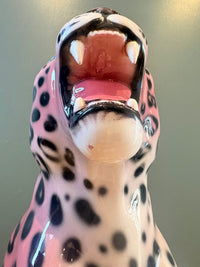 Large Italian Porcelain Pink Jaguar Statue Figure - BLEMISH