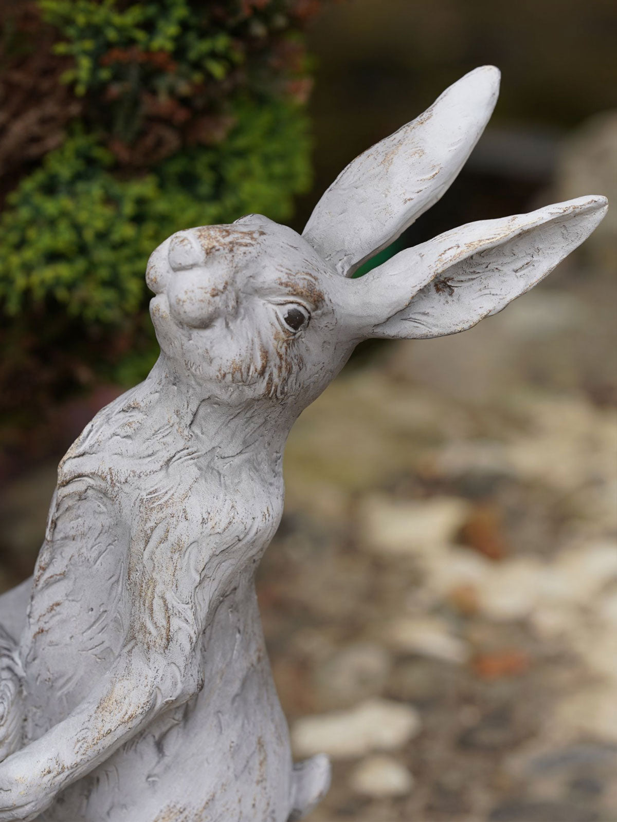 Hare Rabbits Holding Basket Garden Statue / Bird Feeder - 34cm